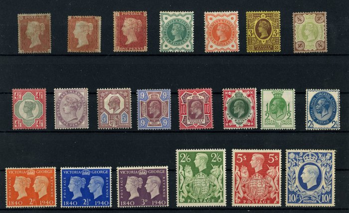 Great Britain 1850/1934 - selection classic England from Queen Victoria - Stanley Gibbons 400/452
