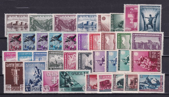 German Empire - Occupation of Serbia (1941-1944) 1941/1943 - Various sets - Michel: 46/49, 58/61, 66/89, 94/98