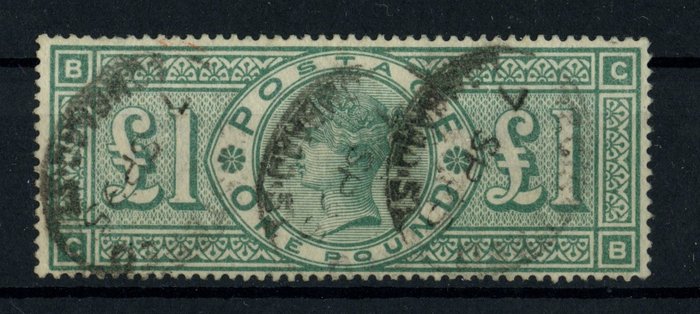 Great Britain 1891 - £1.00 - One Pound Queen Victoria with imperial crown watermark - Stanley Gibbons 212