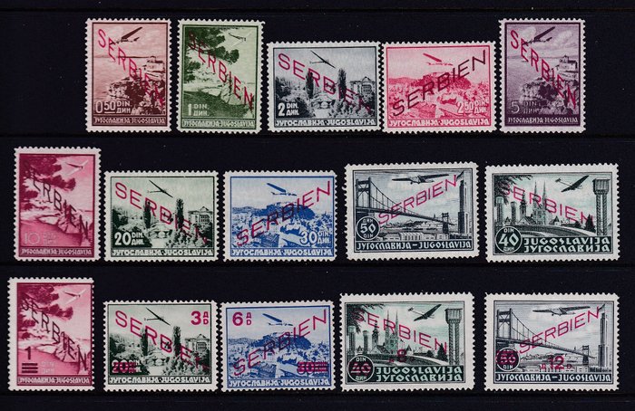 German Empire - Occupation of Serbia (1941-1944) 1941 - Airmail stamps - Michel:16/30