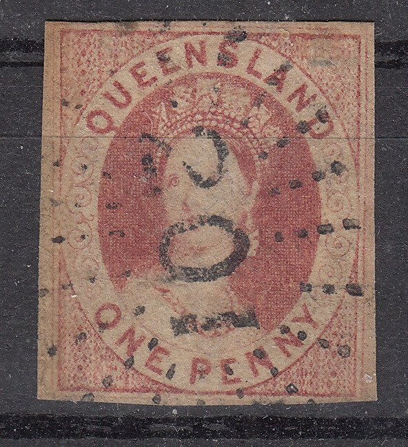 Queensland 1860 - One Penny red with very good margins, numeral cancellation no. 201 - Michel nr.1