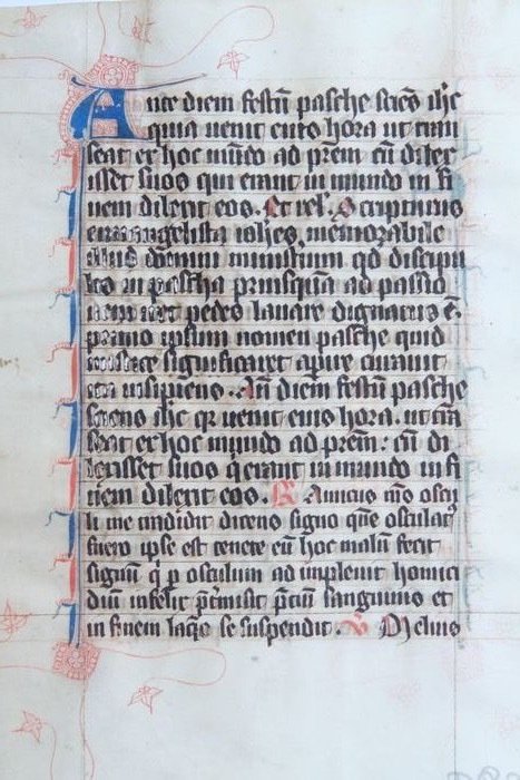 Manuscript - Original leaf from a manuscript - ca. 1350