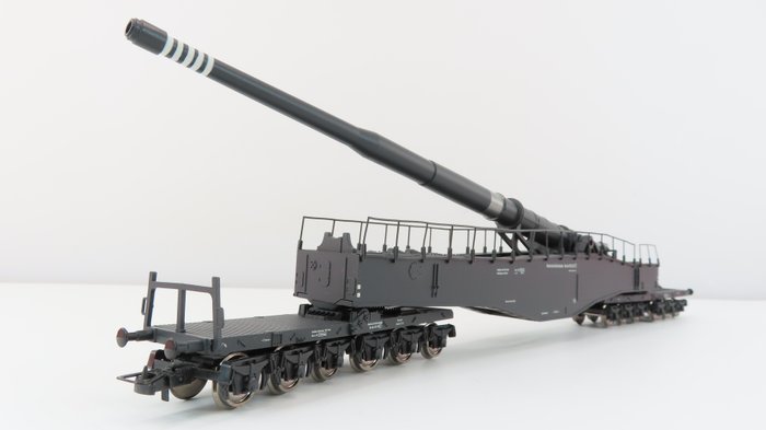 Rivarossi H0 - HR6187 - Wagon - Heavy track artillery Krupp K5 "Leopold" - DR (DRB)