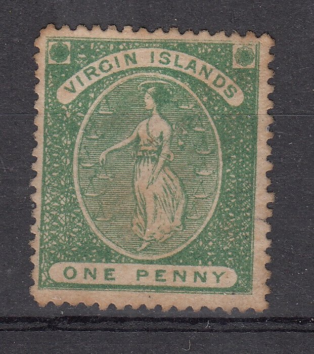 British Virgin Islands 1861 - One penny green, perforation 15, with gum - Unficato 1a
