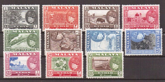 Malaysia 1957 - Malaya Kedah - various subjects - Scott 83/93