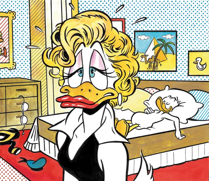 Donald & Daisy inspired by Roy Lichtenstein - Giclée Signed By Tony Fernandez - Canvas