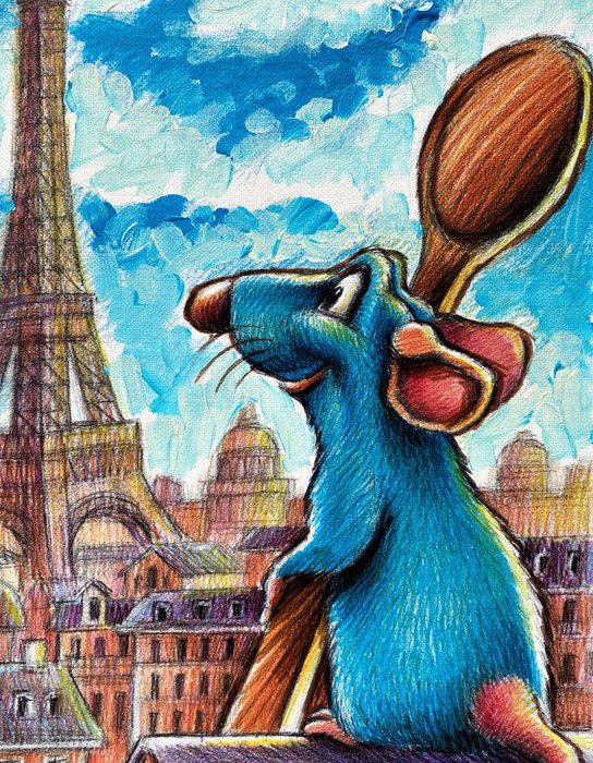 Remy [Ratatouille] - Giclée Hand Signed & Embellished By Joan Vizcarra - Canvas