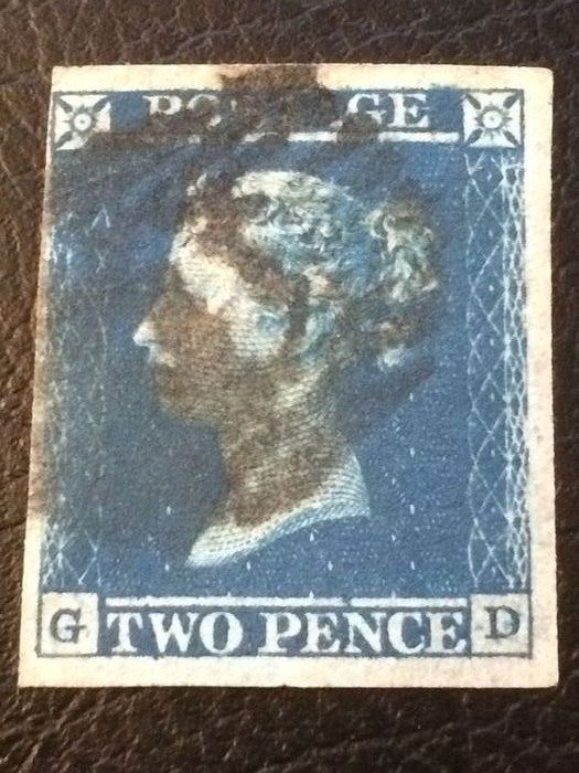 Great Britain 1851 - Queen Victoria. Two pence Ivory violet blue. Plt4. - Stanley Gibbons 13/15