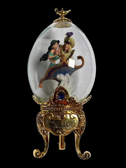 Aladdin - Franklin Mint - Disney Glass Egg - Aladdin & Jasmine - Height: 14,5 cm. - [jaren '90]