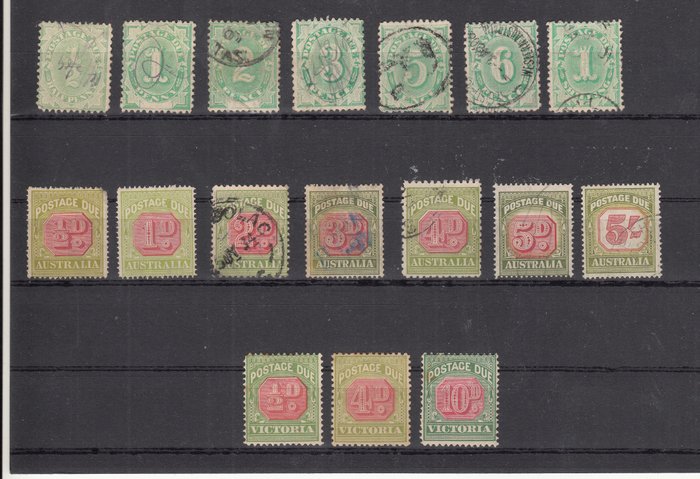 Australia 1902/1953 - Postage-due stamps with varieties of watermark and perforations - stanley Gibson diversi numeri