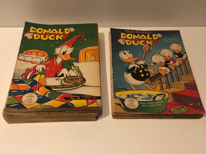 Donald Duck Weekblad - Jaargang 1953 Compleet - 52 nummers (ingebonden geweest) - Agrafé - EO - (1953)