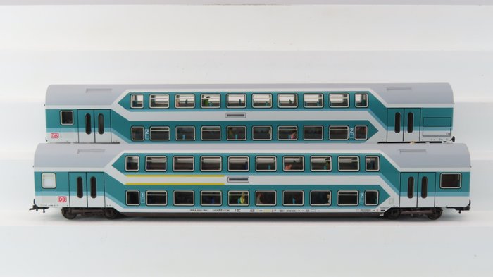 Roco, Tillig H0 - 45285/45286 - Passenger carriage - 2 Double-decker carriages 1st and 2nd class - DB