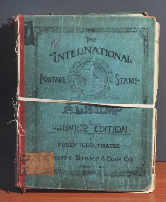 World - Collection of remnants in an old "International Postage Album"