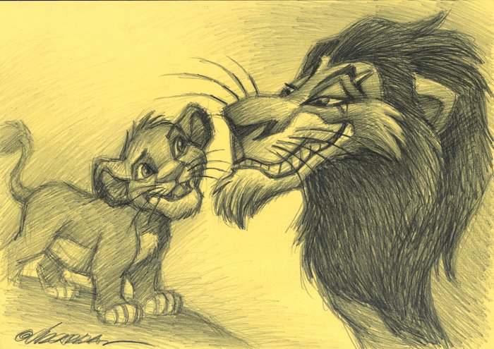Simba & Scar [The Lion King] - Original Drawing - Joan Vizcarra - Pencil Art