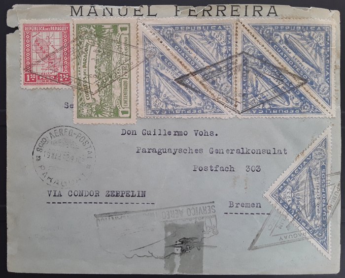 Paraguay - Zeppelin document - 1 Südamerikafahrt 1932