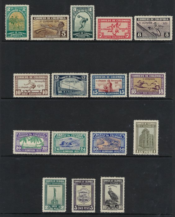 Colombia 1935 - Olympic Games of Barranquilla - Yvert N. 274/289