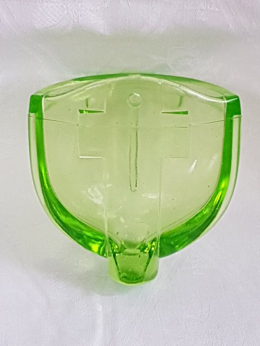 Image 3 of A.D. Copier - Glasfabriek Leerdam - Art Deco anna green holy water bowl (h. 11.5 - w. 10 cm)