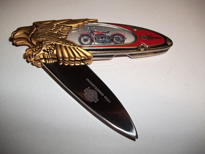 Franklin Mint Collector Knives - Harley Davidson® "1936 Knucklehead" - 24 Carat gold plated - Zakmes