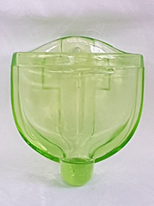 Preview of the first image of A.D. Copier - Glasfabriek Leerdam - Art Deco anna green holy water bowl (h. 11.5 - w. 10 cm).