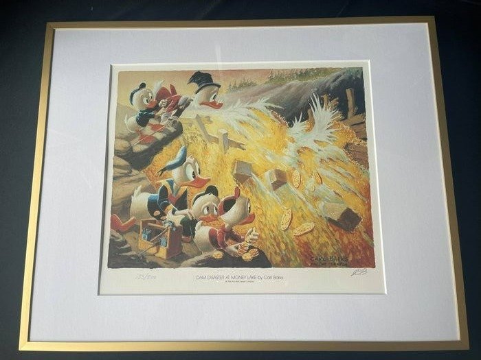 Carl Barks - Signed lithographic print - Dam Disaster at Money  Lake - (1986)