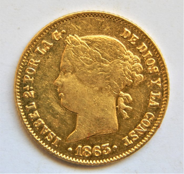 Spain. Isabel II (1833-1868). 4 Pesos 1863 ceca de Manila (Filipinas) - Escasa