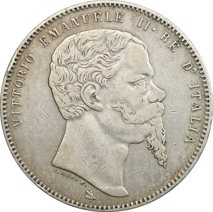 Italy, Kingdom of Italy. Vittorio Emanuele II di Savoia (1861-1878). 5 Lire Marzo 1861, Molto Rara!