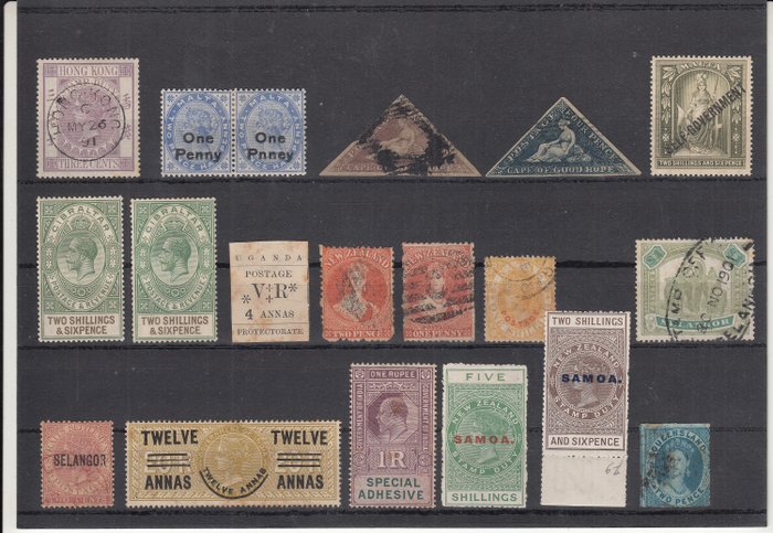 British Commonwealth 1860/1920 - Selection of interesting values of Hong Kong, South Africa, Samoa, Malta, Gibraltar, Selangor, India