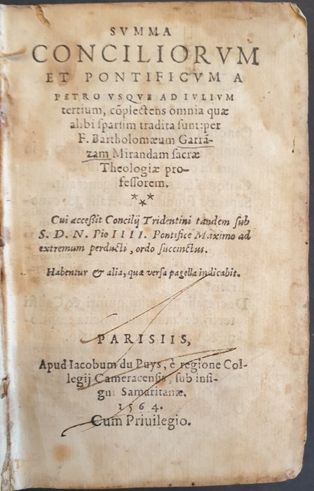 Bartolomé de Carranza - Summa conciliorum et pontificum a Petro usque ad Iulium tertium - 1564