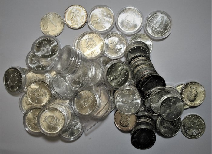 Italië, Italiaanse Republiek. 500 Lire Lotto da 125 pezzi (25 x 5 monete commemorative) FDC
