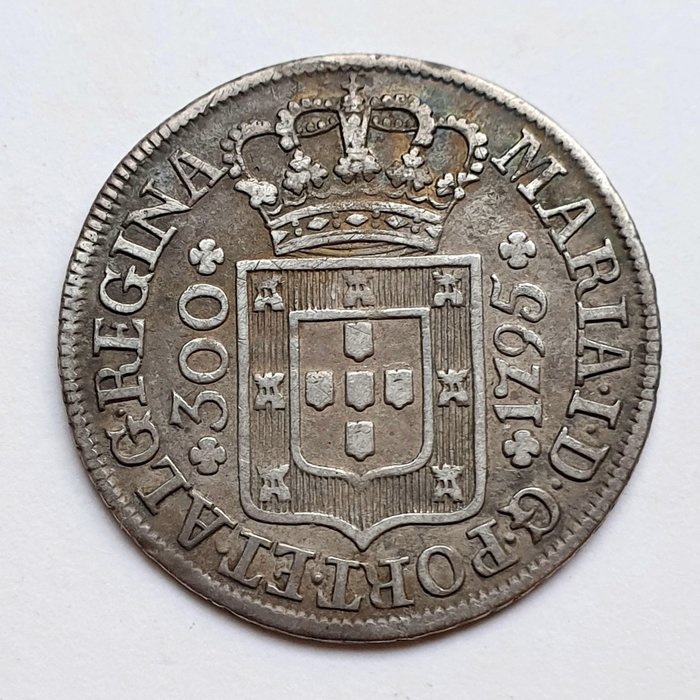 Azoren, Portugal. D. Maria I (1786-1799). 300 Reis 1795 - Letras Menores - Coroa Alta
