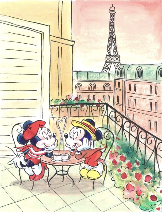 Mickey & Minnie in Paris - Fine Art Giclée A.P. (Artist Proof) - Signed by Tony Fernandez
