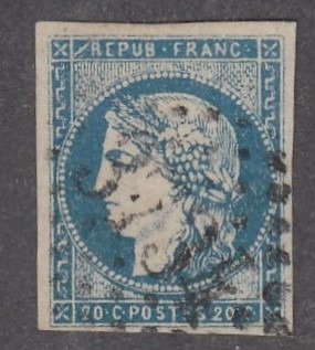 Frankrijk - Bordeaux issue, 20 centimes blue. VVF. - Yvert n 44