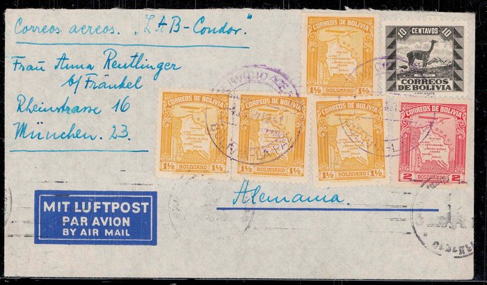 Bolivia 1939 - LAB-Condor cover to Germany with OKW censoring