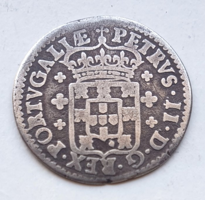 Portugal. D. Pierre II (1683-1706). Tostão (100 Reis) - Coroa de Príncipe - PORTVGALIÆ - Escasso