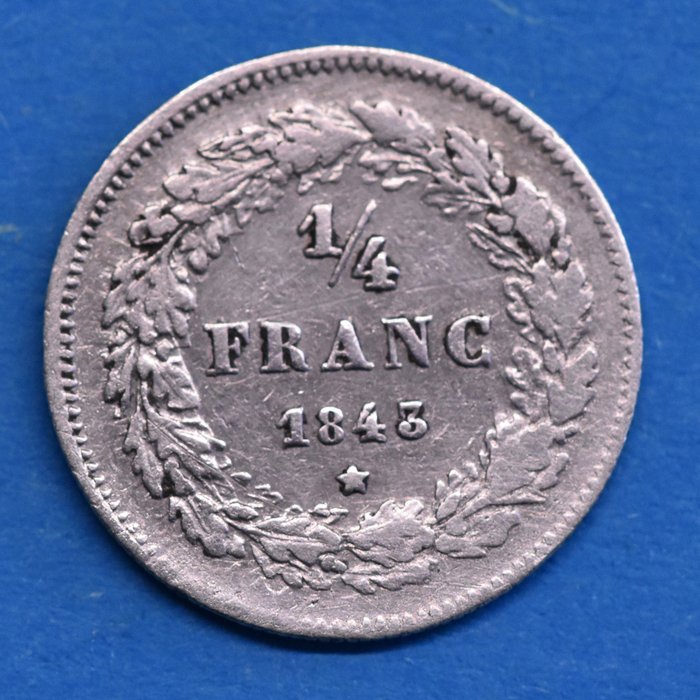 Belgium. Leopold I (1831-1865). 1/4 Franc 1843