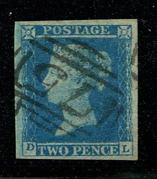 Great Britain - England 1841 - 2 pence blue with very wide margins