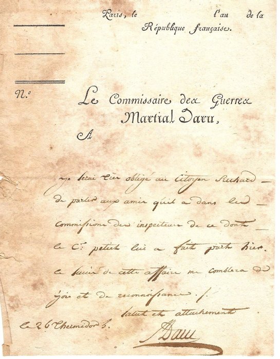 Martial Daru - Commission des inspecteurs - 1795