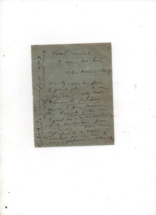 Abbé Mugnier - Lettre autographe manuscrite signée de l'abbé Mugnier - 1907