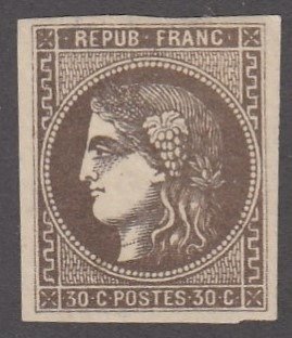 Frankrijk - Bordeaux issue - 20 centimes brown, mint*, full original gum. VVF. - Yvert n 47