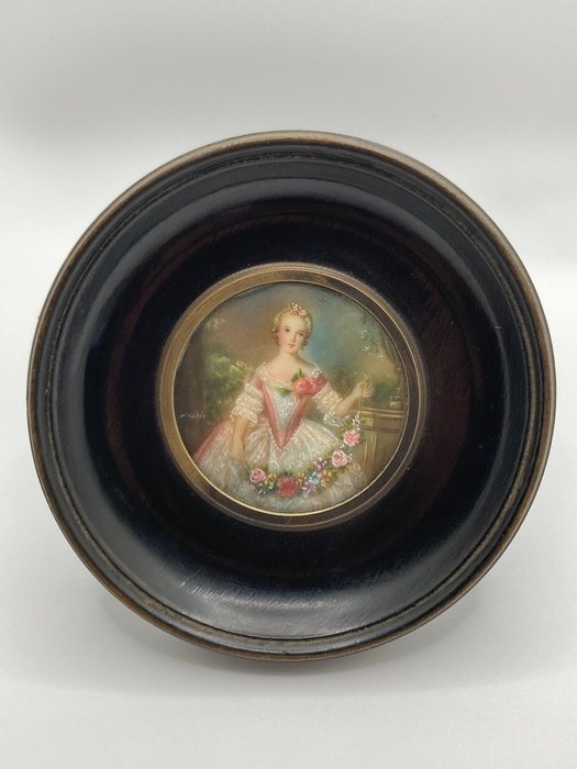 Miniatuur portret - Regency - Glas, Hout, Messing, Porselein - Begin 19e eeuw
