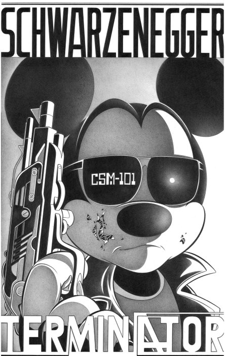 Mickey Mouse as The Terminator - Large Giclée 4/5 - Signed By Jaume Esteve - Canvas - 43 x 60 cm