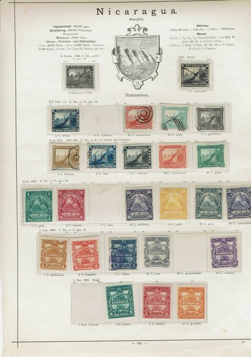 World 1850/1950 - Classical lot with Nicaragua “Mountain Landscape”, zeppelin, first flights, “Greece”, Mexico