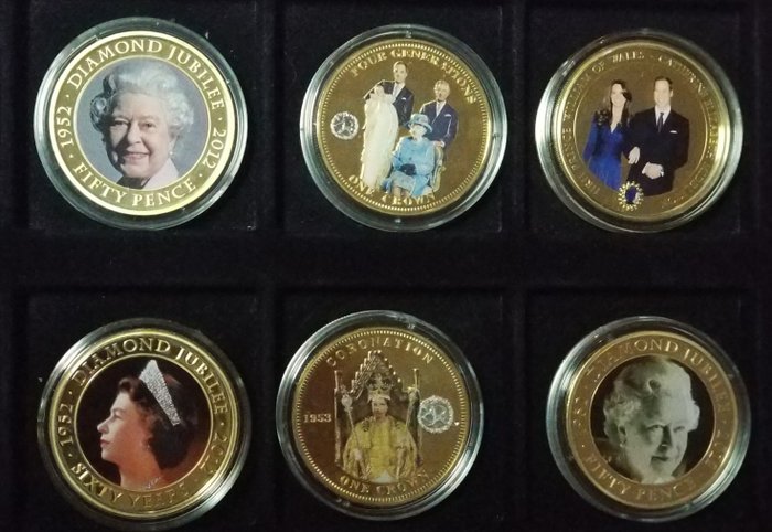 British Commonwealth. 50 Pence and Crowns 2010/2014 Commemorative (6 pieces)