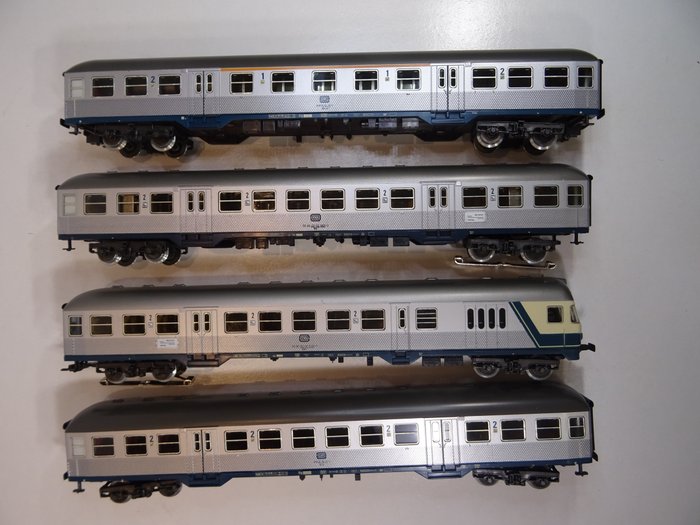 Roco H0 - Passenger carriage - 4 pieces of silver - Express Train Carriages with Control Carriages - DB