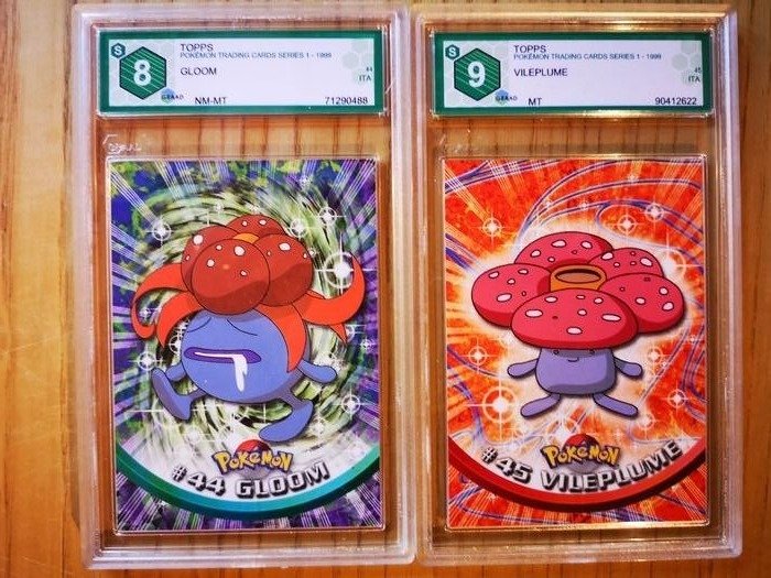 The Pokémon Company - Pokémon - Graded Card ✰Gloom & Vileplume✰ TOPPS Pokemon Trading Cards Series 1 ✰ 8&9 GRAAD (Equivalente PSA) - 1999