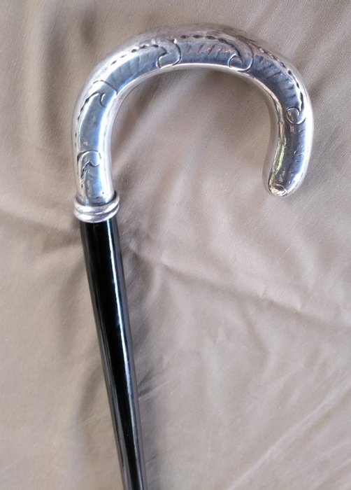 Vintage wandelstok - zilver .925 - Zilver, ebbenhout. - Eerste helft 20e eeuw