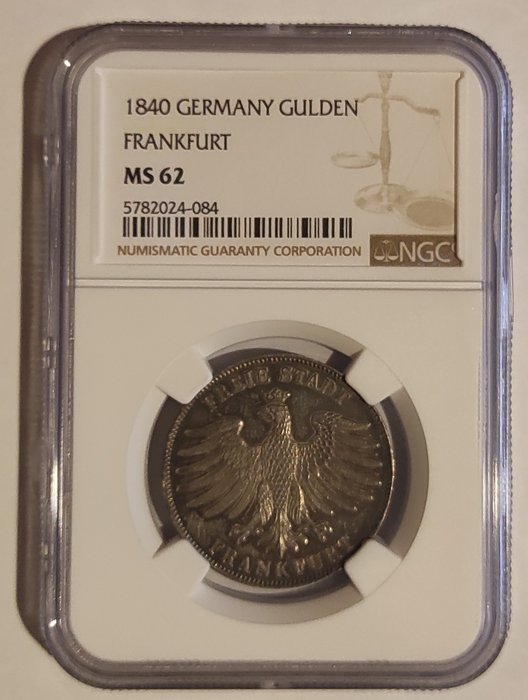 Germany, Frankfurt. Stadt. Gulden 1840 - NGC the only highest rating in the world - Top Pop