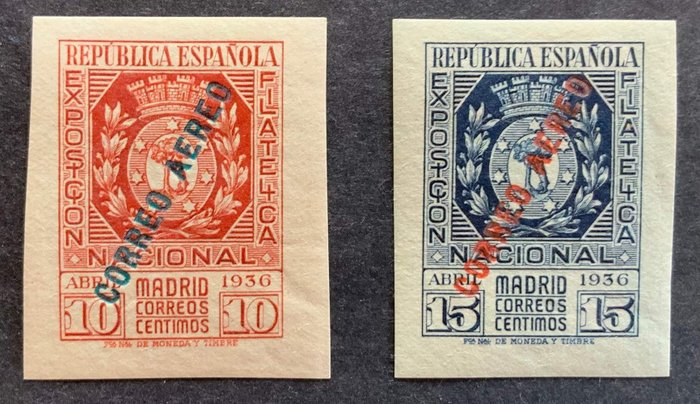 Spain 1937 - National Philatelic Exhibition. Airmail. - Edifil 729/30