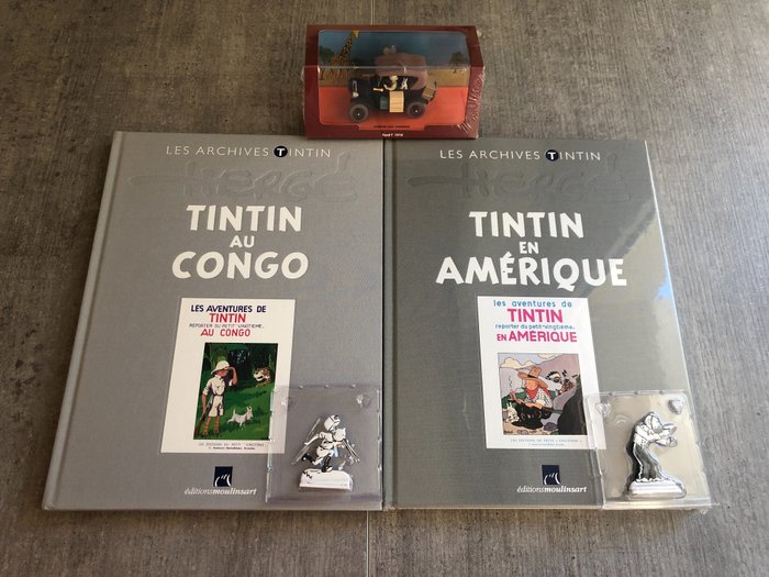 les archives tintin - 2x Les archives Tintin - Congo + Amérique + 3 figurines - (années 2000)