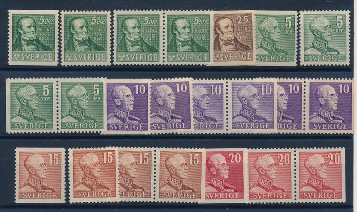 Sweden 1938/1948 - Collection with all issues from that time on stock cards